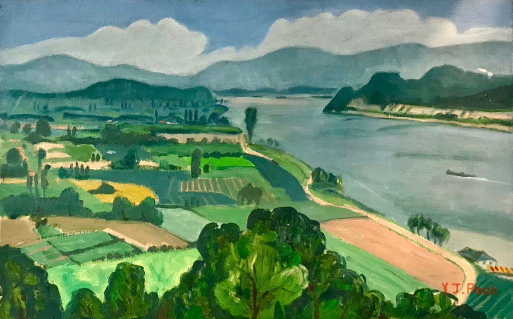 Original Landscape & River Painting - Y.J. Pack - Vintage