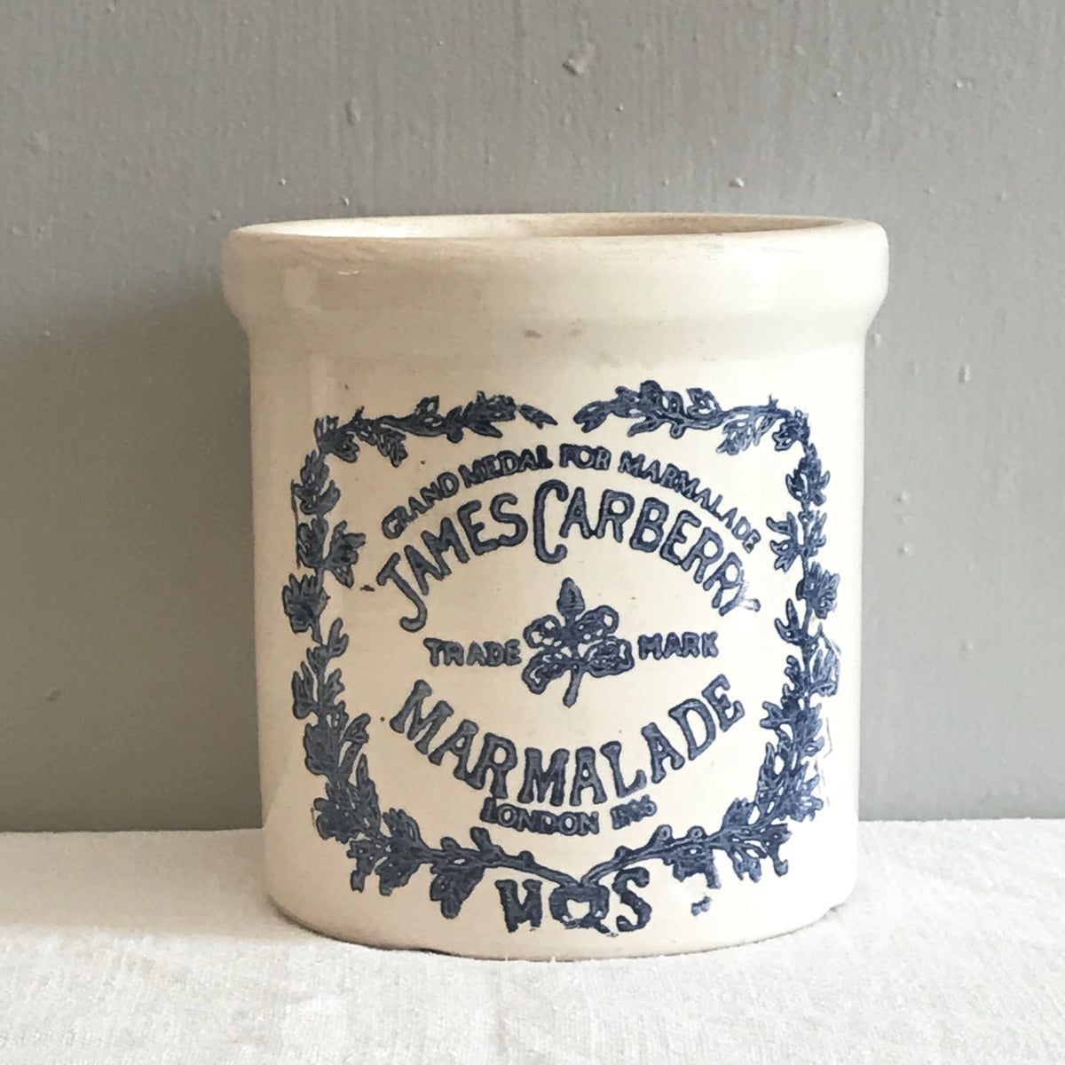 Antique Blue / White Stoneware Crock