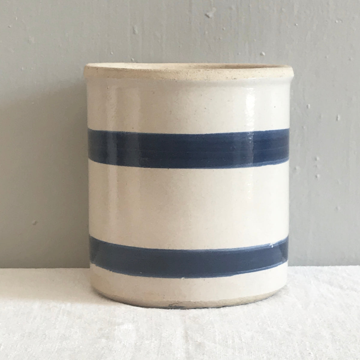 Antique Blue / White Stoneware Crock