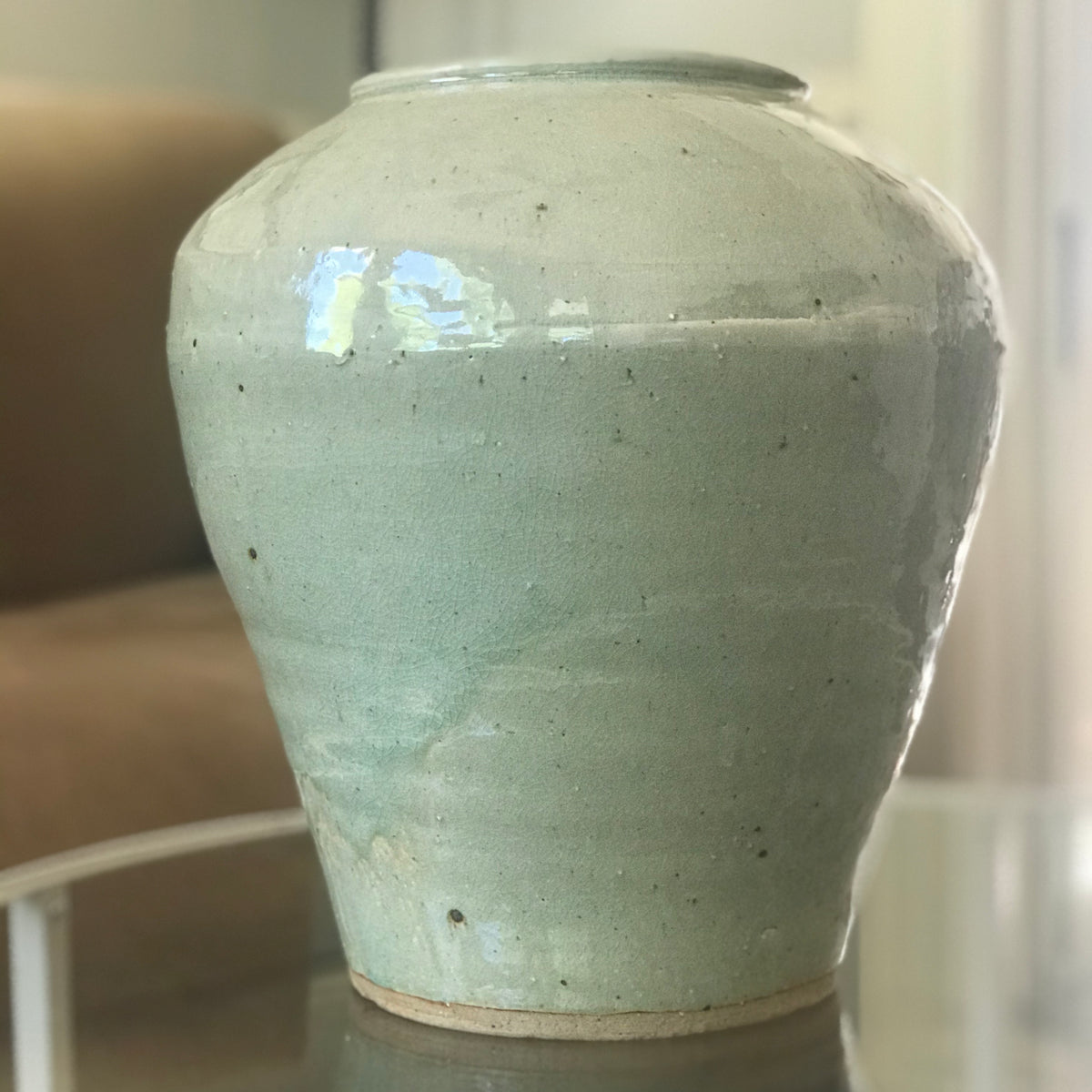 Vintage Celadon Ginger Jar