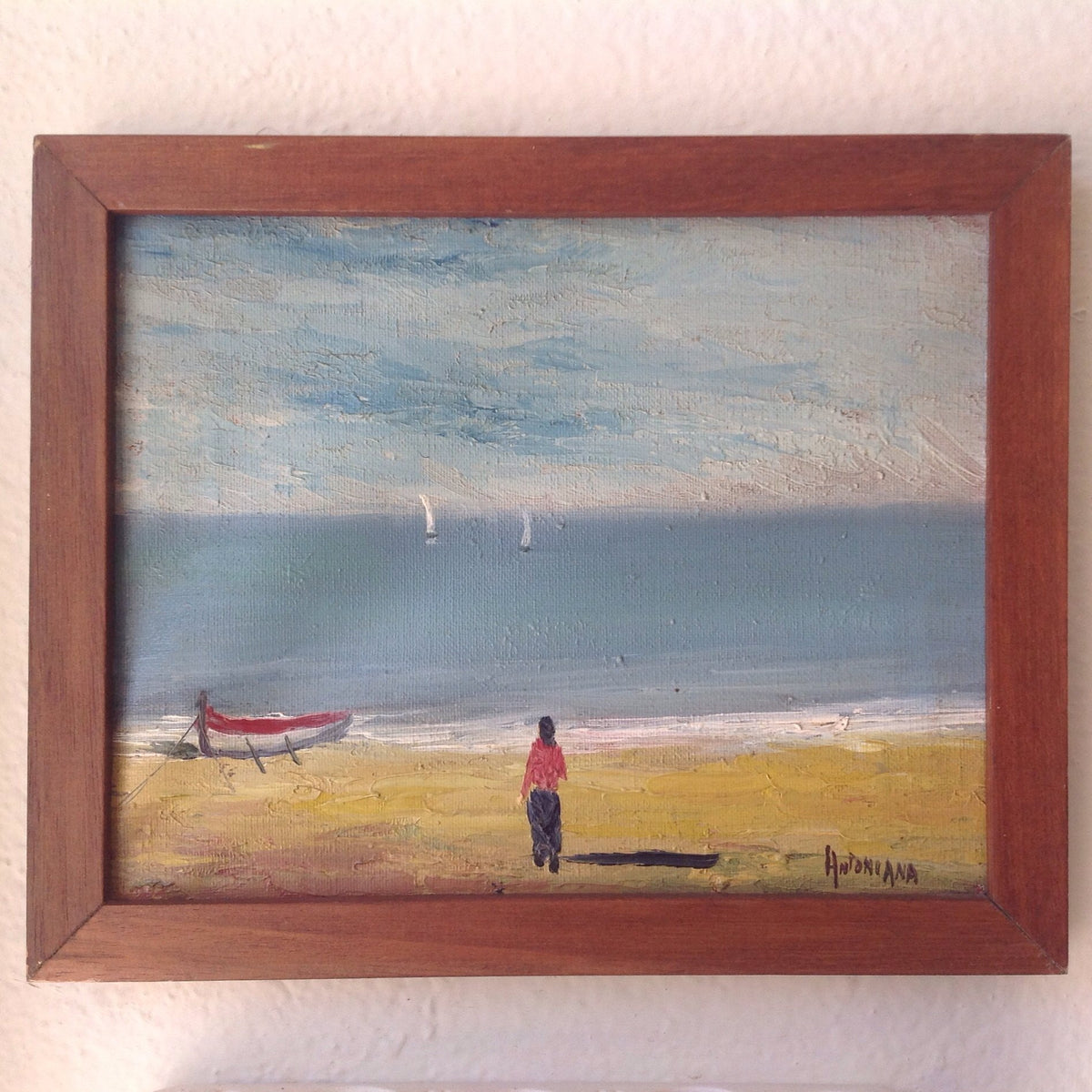 Vintage French Seaside Oil Painting